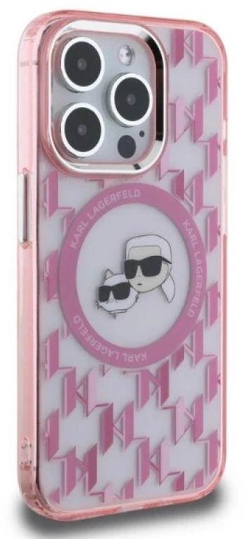 Dėklas Karl Lagerfeld KLHMP15XHMCKMHP Apple iPhone 15 Pro Max 6.7″ rožinės spalvos IML Monogram Karl&Choupette Head Ma