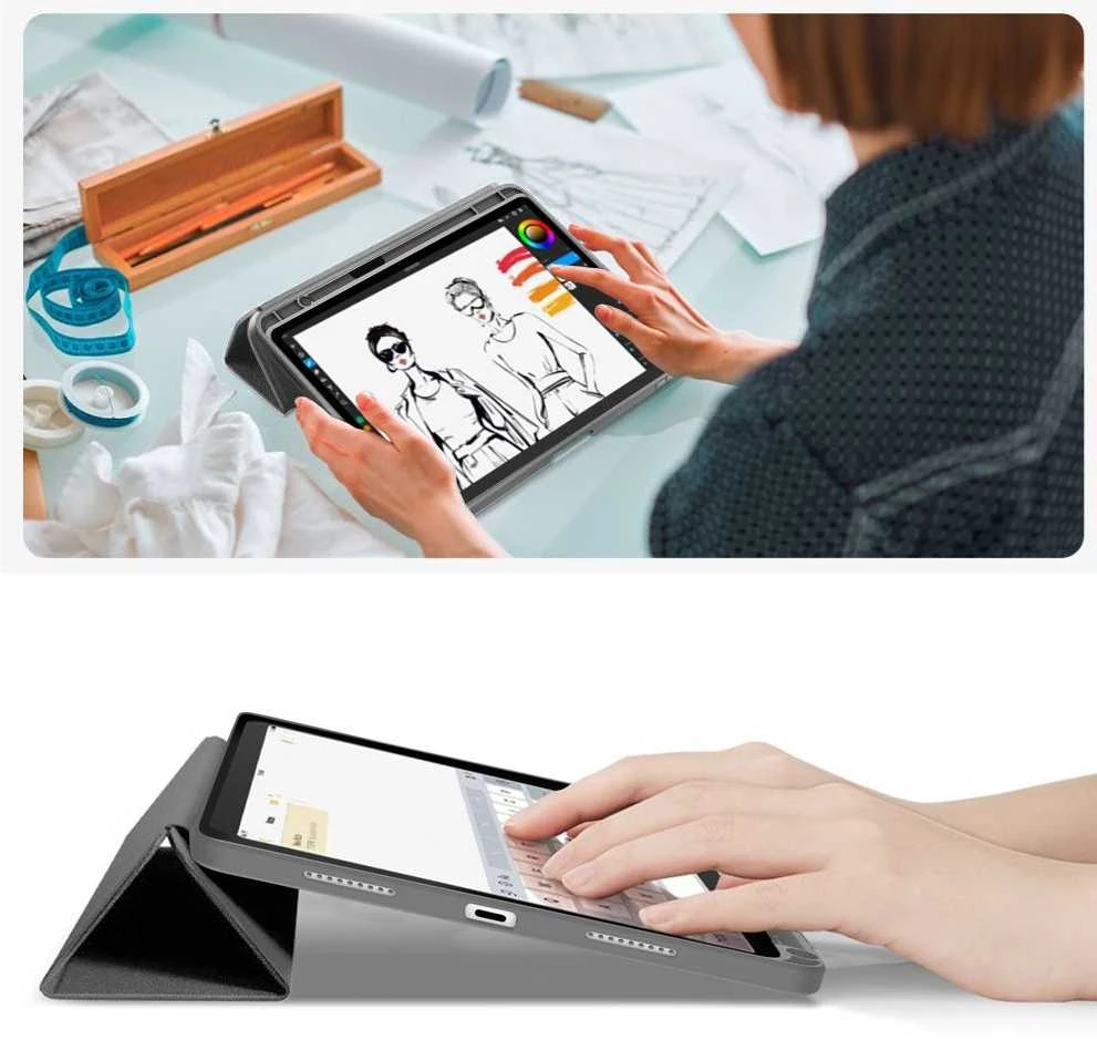 „Tech-Protect SC Pen“ drobinis dėklas, skirtas „iPad 10.9“ (2022 / „iPad 11“ (2025)) – pilkas