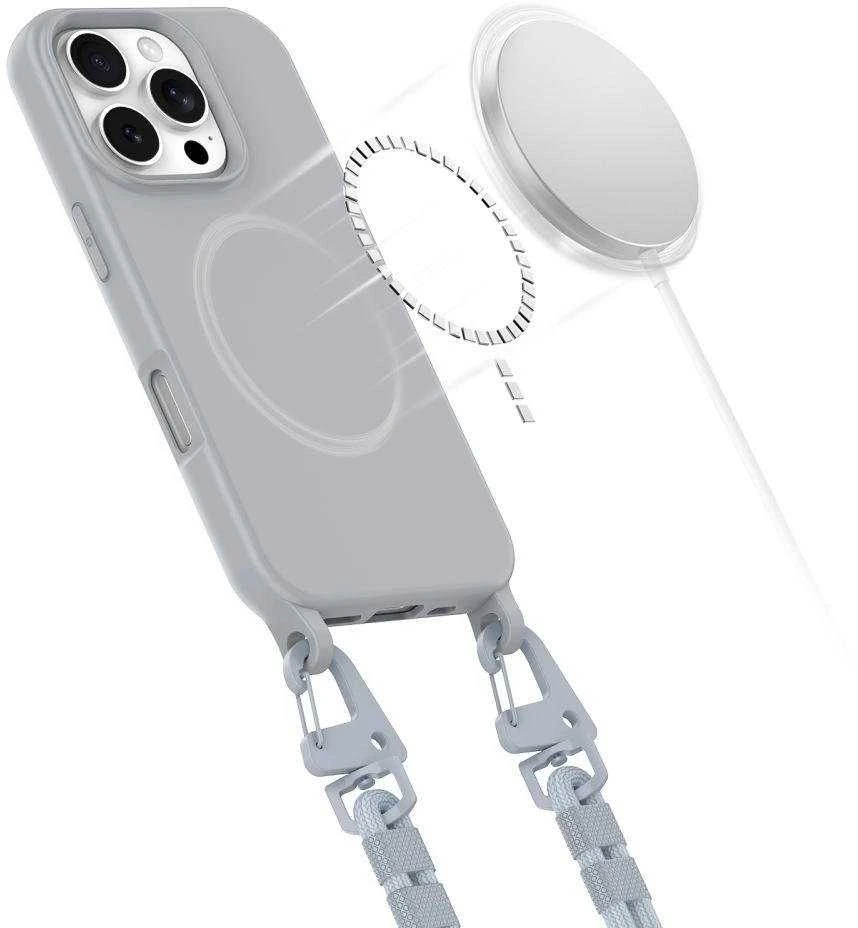 Tech-Protect MagNecklace MagSafe with Lanyard Apple iPhone 16 Pro – dėklas telefonui pilkos spalvos