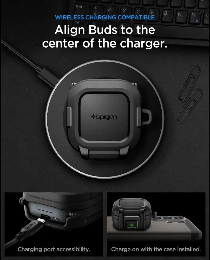 Dėklas Spigen Lock Fit Samsung Galaxy Buds 4 / 4 Pro Matte juodos spalvos
