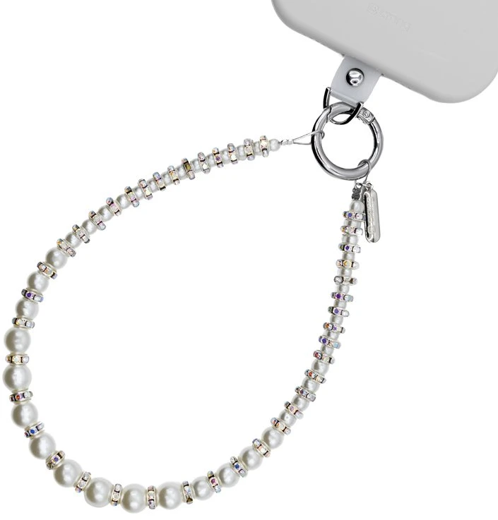 Dėklas Crong Phone Charm - virvelė telefonui Sidabrinis Beads