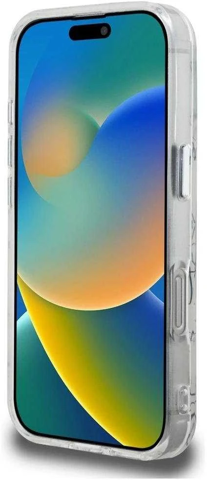 Dėklas Karl Lagerfeld IML Karl Script Pattern MagSafe Apple iPhone 16 Pro baltos spalvos