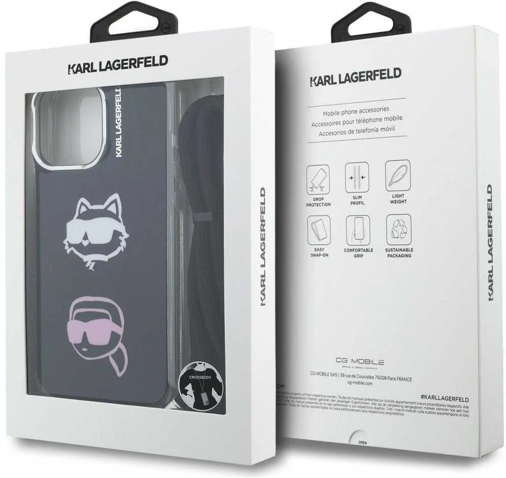 Karl Lagerfeld IML Crossbody K&CH Heads dėklas skirtas Apple iPhone 16 Pro Juodas