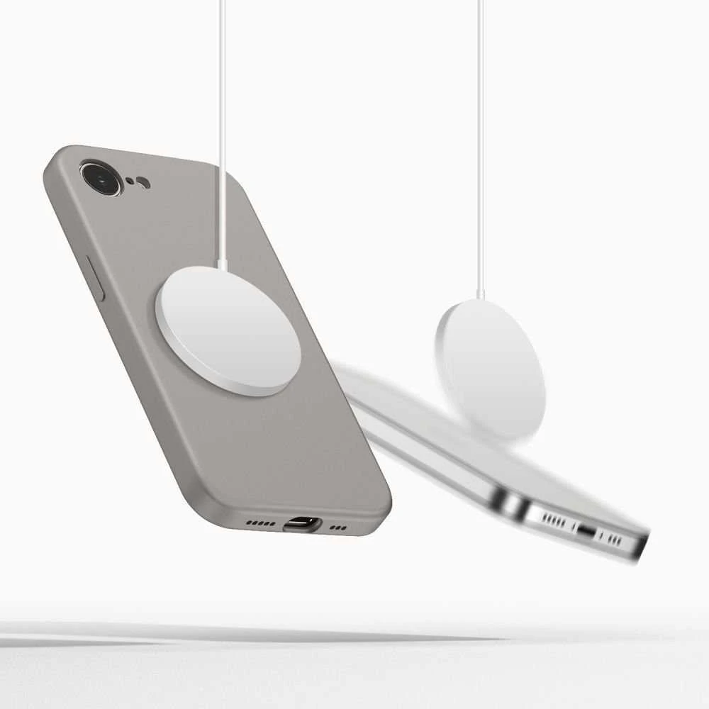 „Tech-Protect“ silikoninis „MagSafe“ dėklas, skirtas „iPhone 16e“ / „17e“ – pilkas