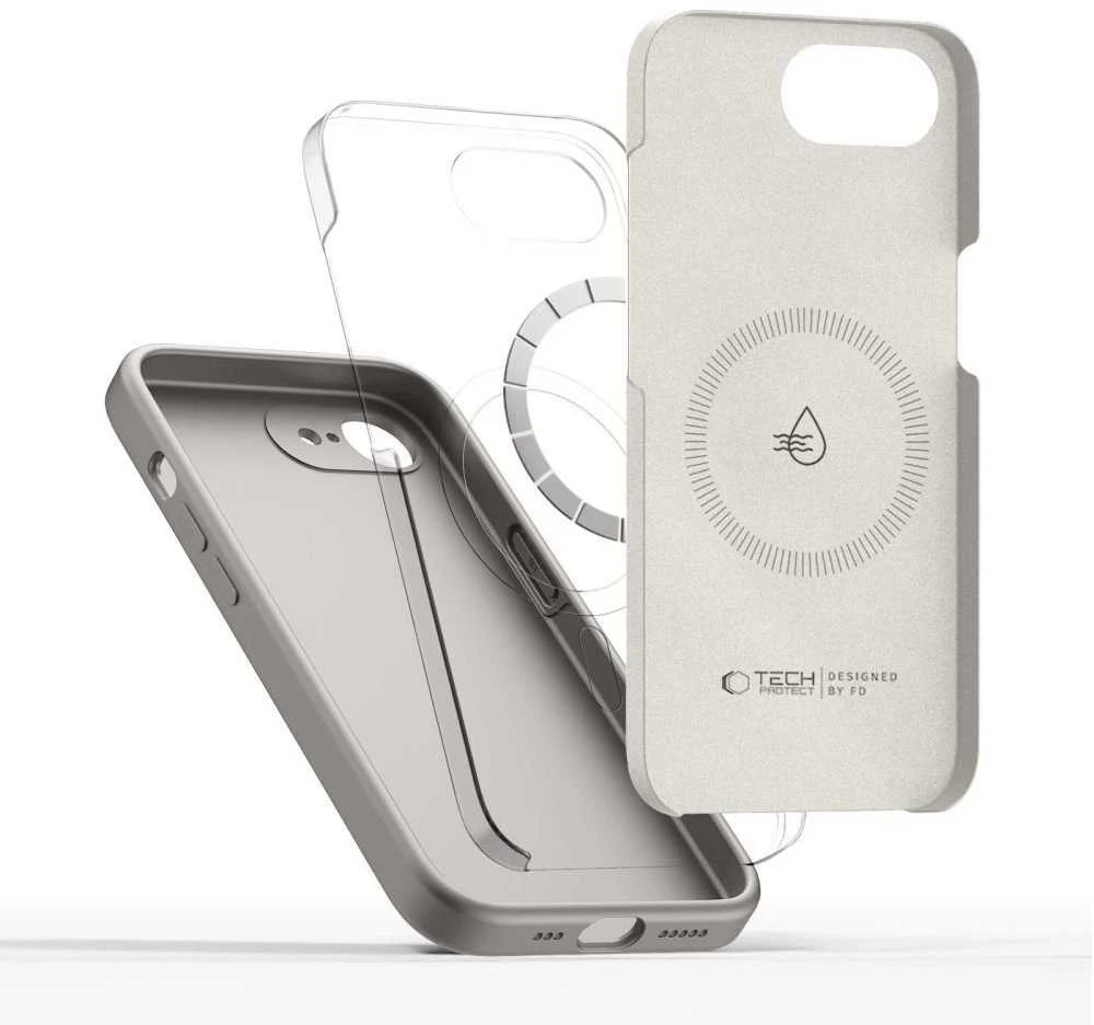 „Tech-Protect“ silikoninis „MagSafe“ dėklas, skirtas „iPhone 16e“ / „17e“ – pilkas