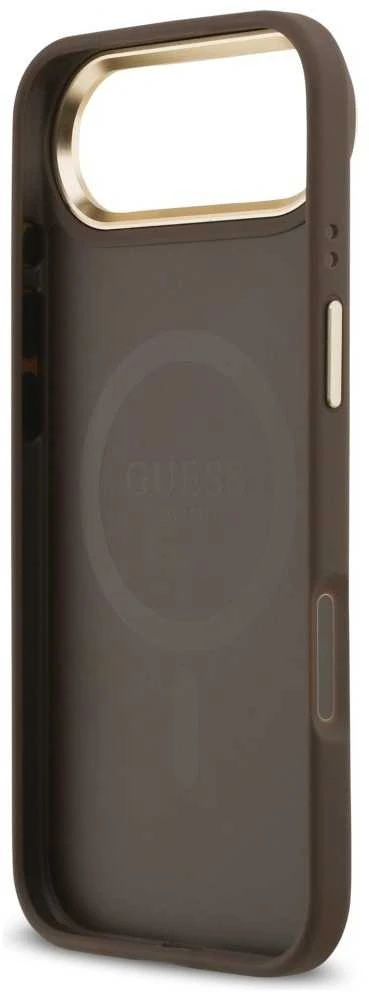 Guess PU Leather 4G Gold Frame MagSafe dėklas skirtas Apple iPhone 17 Air rudos spalvos