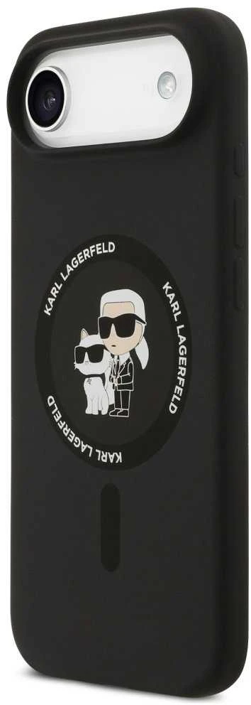 Karl Lagerfeld Silicone Karl&Choupette Ring MagSafe dėklas Apple iPhone Air juodos spalvos