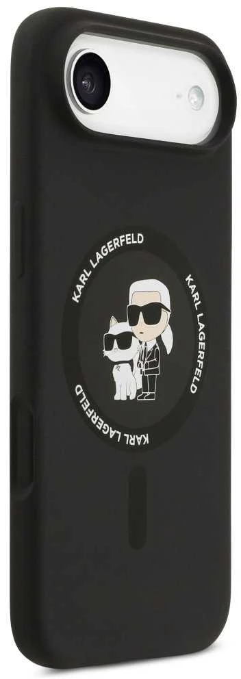 Karl Lagerfeld Silicone Karl&Choupette Ring MagSafe dėklas Apple iPhone Air juodos spalvos