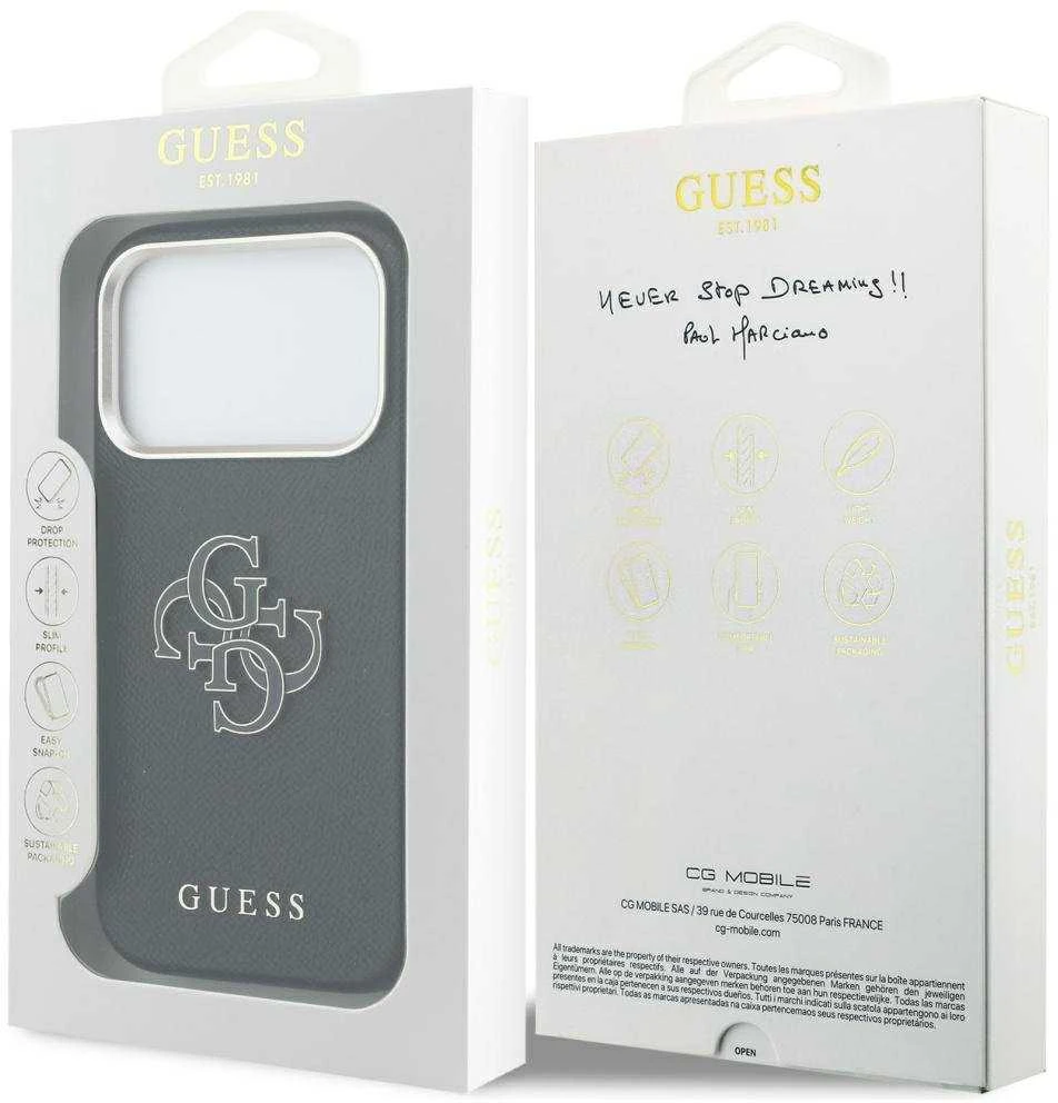 Dėklas GUESS case for IPHONE 17 Pro GUHCP17L5PS4RGGK (PU FW Resin Logo) juodas
