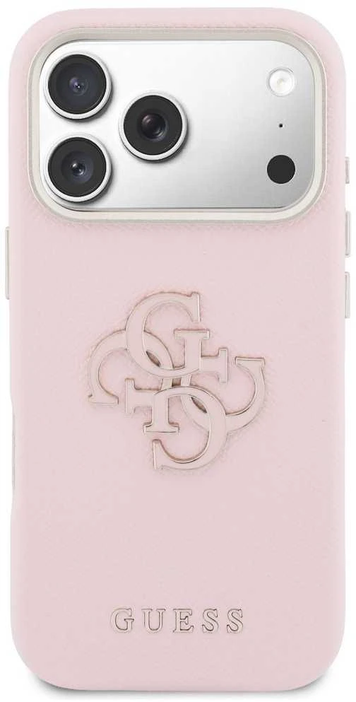 GUESS dėklas, skirtas IPHONE 17 Pro Max GUHCP17X5PS4RGGP (PU FW Resin Logo) rožinis