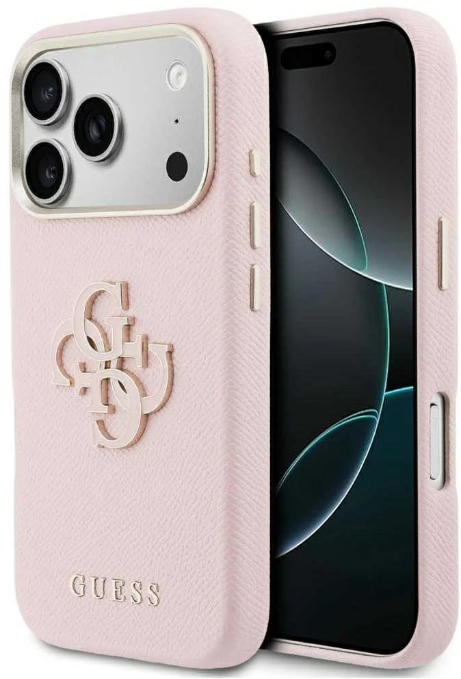 GUESS dėklas, skirtas IPHONE 17 Pro Max GUHCP17X5PS4RGGP (PU FW Resin Logo) rožinis