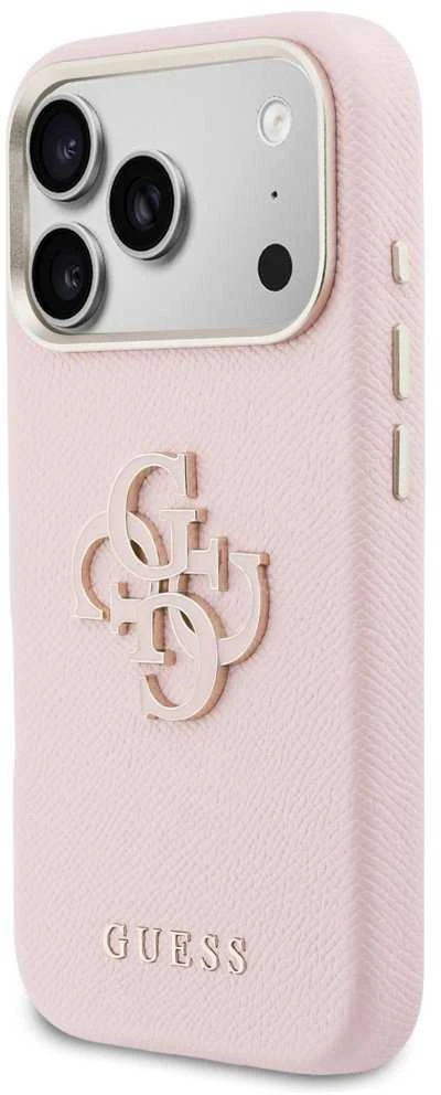 GUESS dėklas, skirtas IPHONE 17 Pro Max GUHCP17X5PS4RGGP (PU FW Resin Logo) rožinis