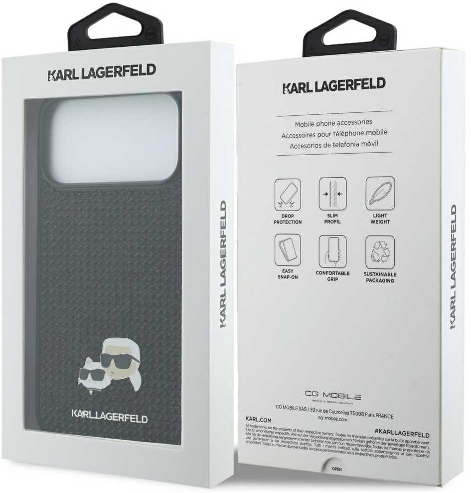 Dėklas Karl Lagerfeld case for IPHONE 17 Pro Max KLHCP17X6PRKCLK (Rhinestone W/ K&C PIN) juodas