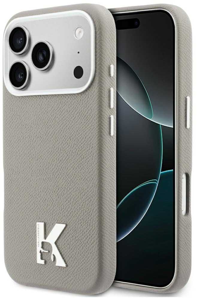 Dėklas Karl Lagerfeld case for IPHONE 17 Pro Max compatible with MagSafe KLHMP17X5PGFKHGG (PU FW W/ KHead Logo) pilka