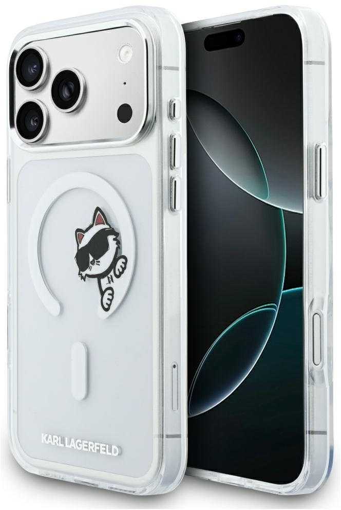 Karl Lagerfeld IML Choupette Peekaboo MagSafe dėklas skirtas Apple iPhone Apple iPhone 17 Pro Max skaidrus