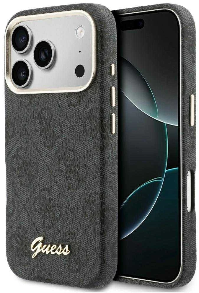 GUESS dėklas, skirtas IPHONE 17 Pro Max, suderinamas su MagSafe GUHMP17X5P4FWMSK (PU FW 4G Script) juodas