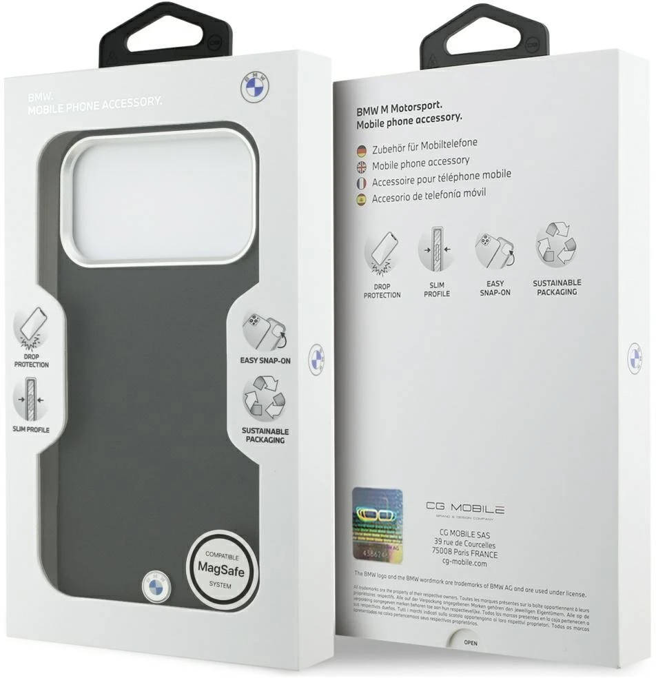 BMW Sign Full Wrapped Metal MagSafe dėklas Apple iPhone 17 Pro Max juodos spalvos