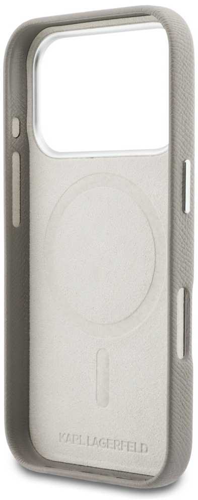 Dėklas Karl Lagerfeld case for IPHONE 17 Pro Max compatible with MagSafe KLHMP17X5PGFKHGG (PU FW W/ KHead Logo) pilka