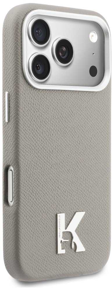 Dėklas Karl Lagerfeld case for IPHONE 17 Pro Max compatible with MagSafe KLHMP17X5PGFKHGG (PU FW W/ KHead Logo) pilka