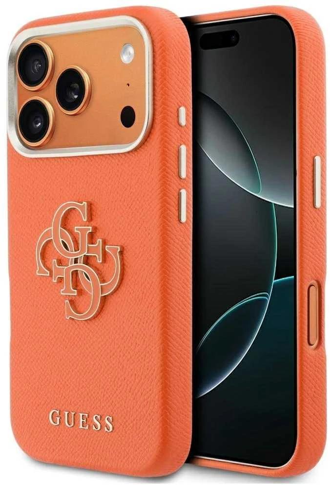 GUESS dėklas IPHONE 17 Pro GUHCP17L5PS4RGGO (PU FW Resin Logo) oranžinis