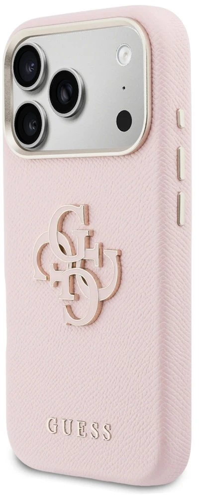 GUESS dėklas, skirtas IPHONE 17 Pro GUHCP17L5PS4RGGP (PU FW Resin Logo) rožinis