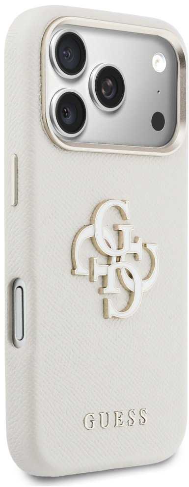 GUESS dėklas, skirtas IPHONE 17 Pro GUHCP17L5PS4RGGE (PU FW Resin Logo) smėlio spalvos
