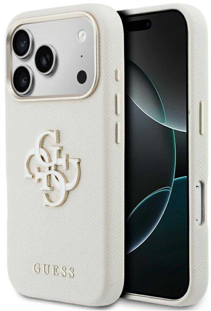 GUESS dėklas, skirtas IPHONE 17 Pro GUHCP17L5PS4RGGE (PU FW Resin Logo) smėlio spalvos
