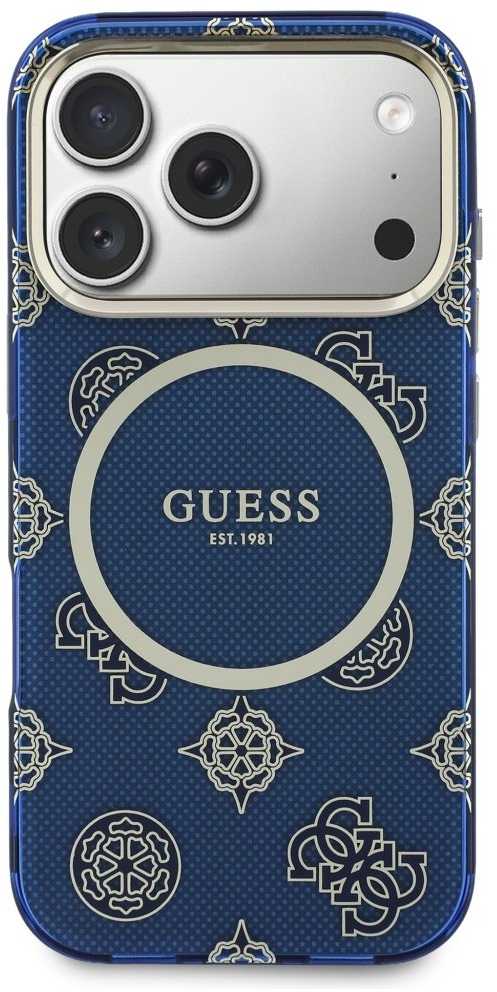 „Guess IML Peony Dot MagSafe“ dėklas, skirtas „iPhone 17 Pro“ – Mėlyna