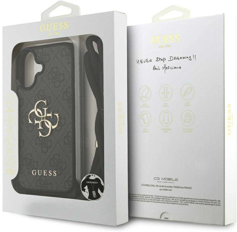 Original dėklas GUESS 4G Big Logo Cord Stap Crossbody skirtas Apple iPhone 17 juodos spalvos