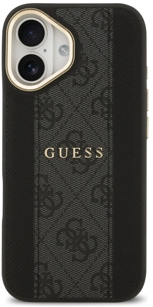 GUESS dėklas, skirtas IPHONE 17, suderinamas su MagSafe GUHMP17SPG4SEMCK (PU su 4G juostele), juodas