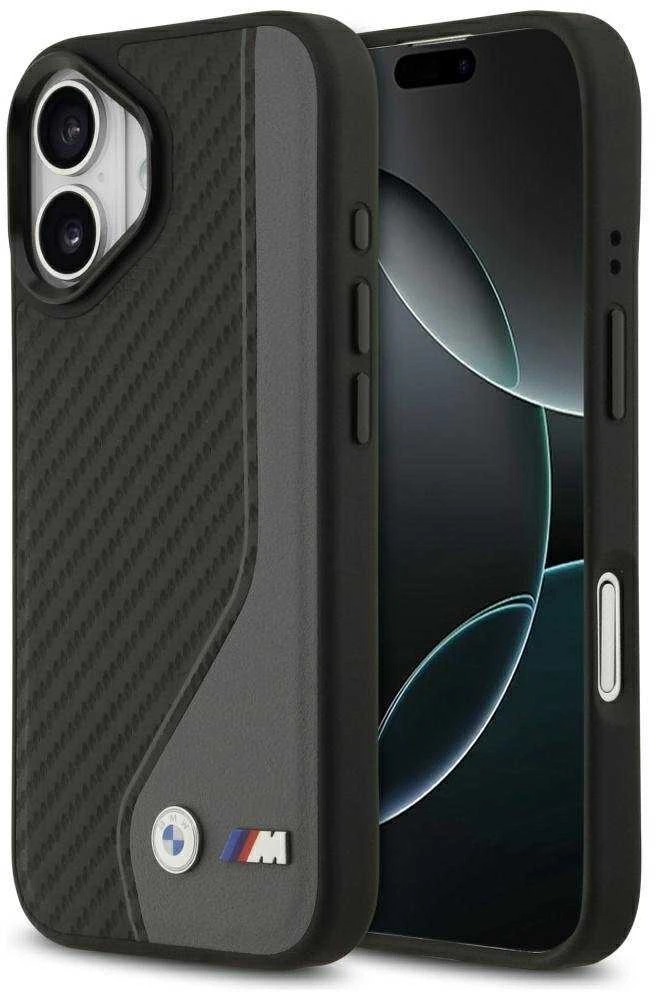 BMW M anglies pluošto logotipo „MagSafe“ dėklas, skirtas „iPhone 17“ – juodas ir pilkas