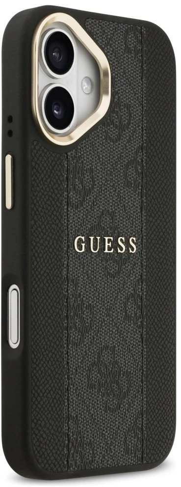 GUESS dėklas, skirtas IPHONE 17, suderinamas su MagSafe GUHMP17SPG4SEMCK (PU su 4G juostele), juodas