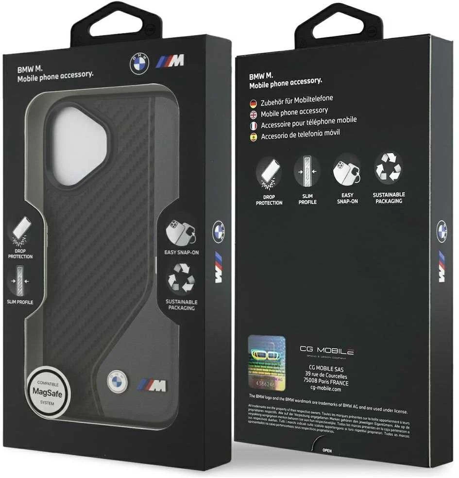 BMW M anglies pluošto logotipo „MagSafe“ dėklas, skirtas „iPhone 17“ – juodas ir pilkas