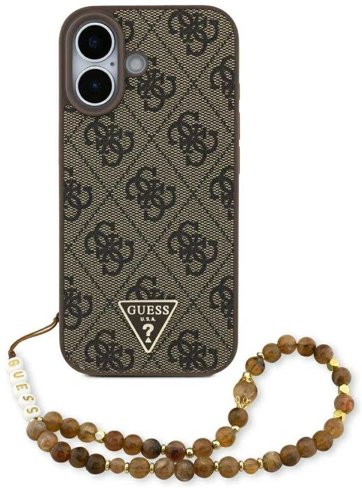 Original dėklas GUESS 4G Strap Triangle Logo MagSafe skirtas Apple iPhone 17 rudos spalvos