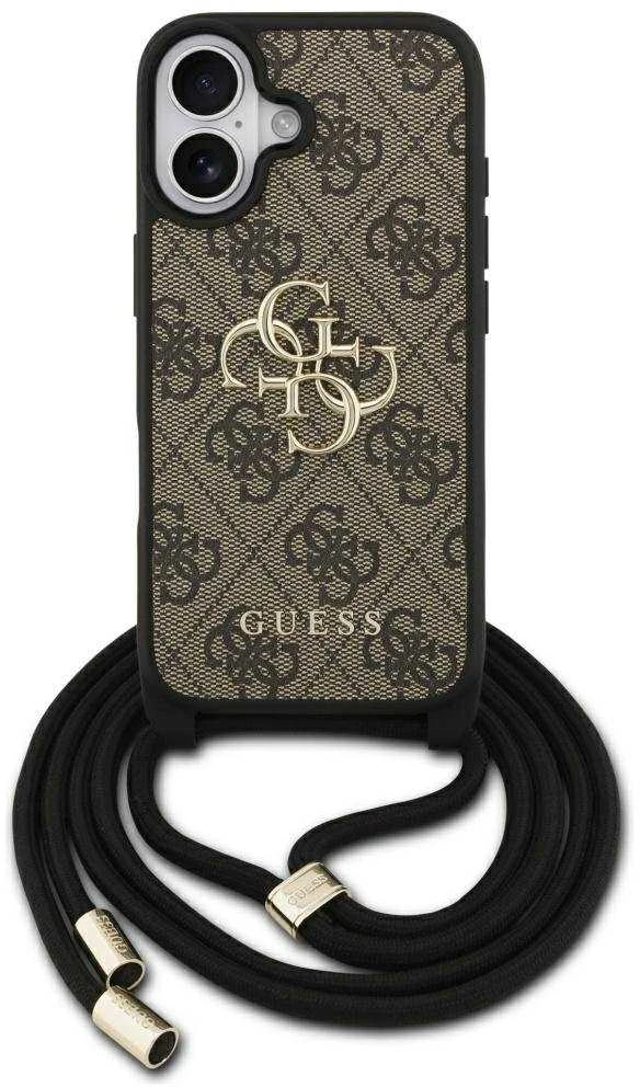 Original dėklas GUESS 4G Big Logo Cord Stap Crossbody skirtas Apple iPhone 17 rudos spalvos