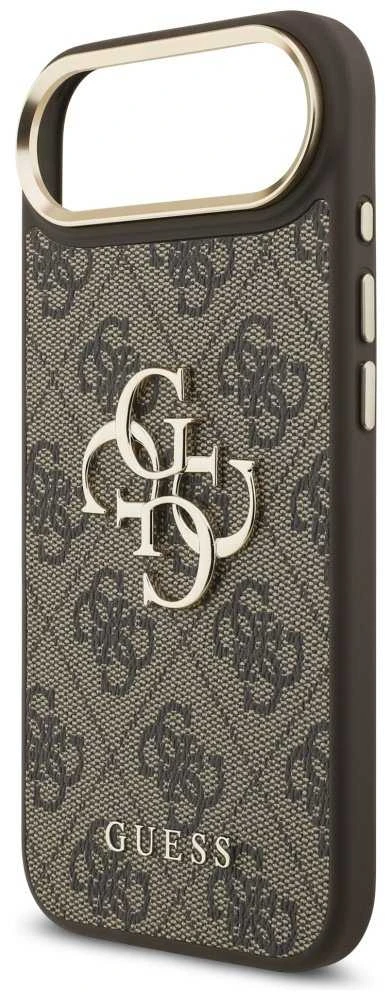 Guess PU Leather 4G Metal Logo Gold Frame dėklas skirtas Apple iPhone Air rudos spalvos