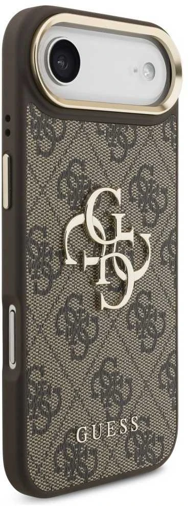 Guess PU Leather 4G Metal Logo Gold Frame dėklas skirtas Apple iPhone Air rudos spalvos