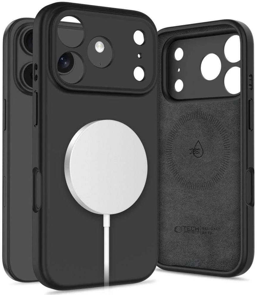„Tech-Protect“ silikoninis „MagSafe“ dėklas, skirtas „iPhone 17 Pro“ – Juodas