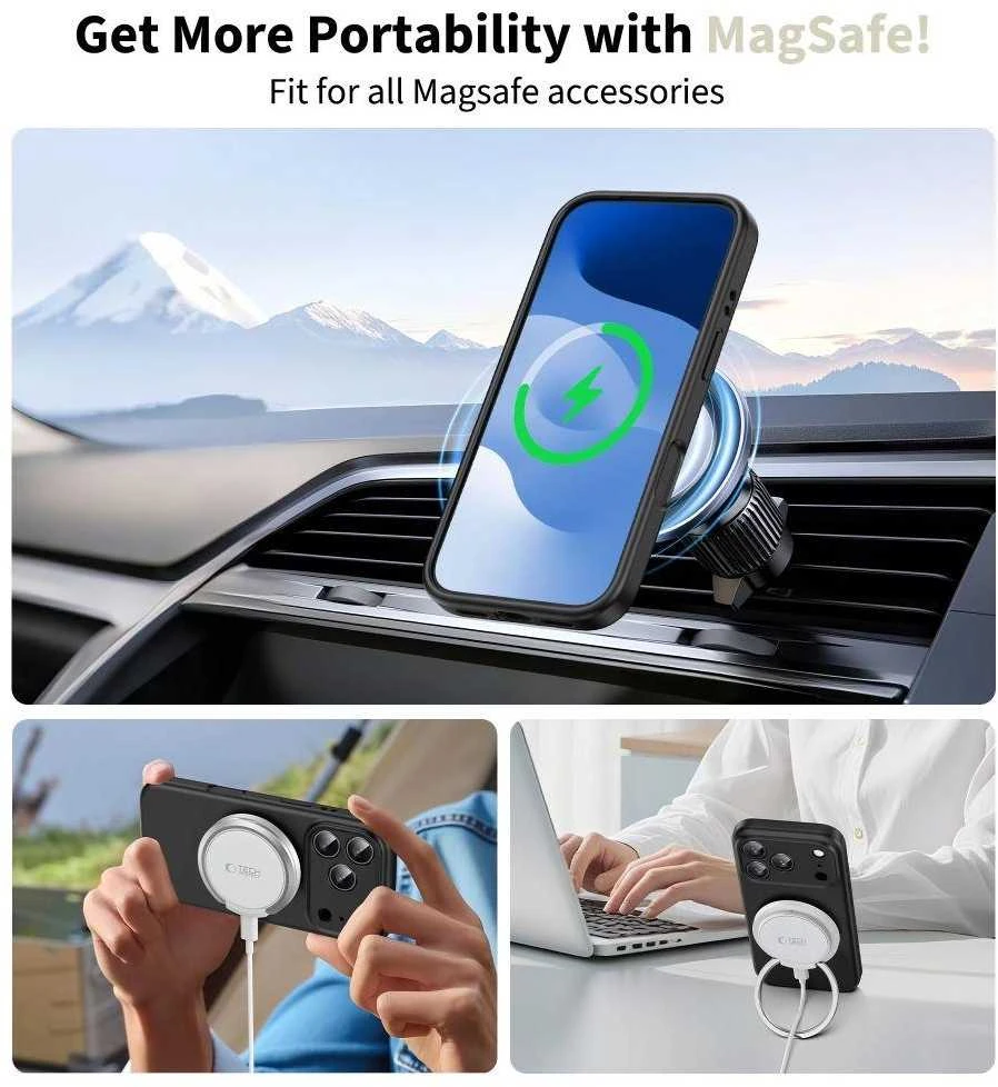 „Tech-Protect“ silikoninis „MagSafe“ dėklas, skirtas „iPhone 17 Pro“ – Juodas