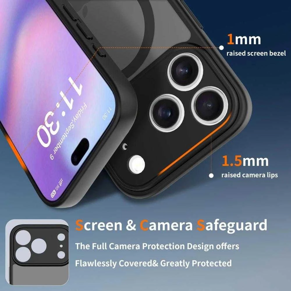 „Tech-Protect BasicMag MagSafe“ dėklas, skirtas „iPhone 17 Pro“ – matinis juodas