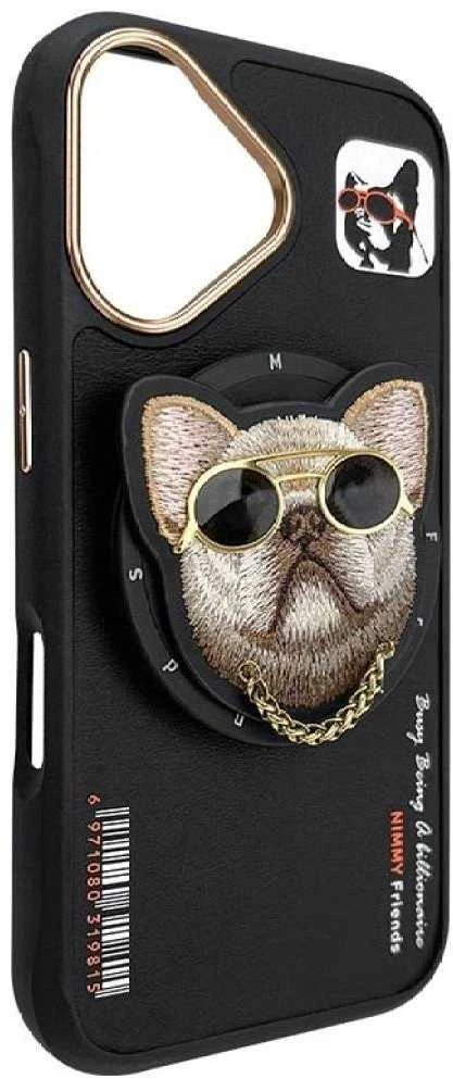 Dėklas Nimmy Glasses Cool Dog MagSafe Apple iPhone 16 juodos spalvos