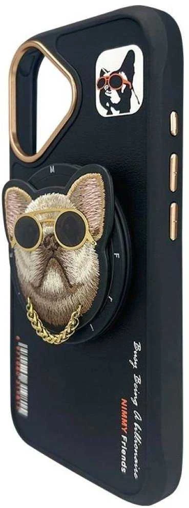 Dėklas Nimmy Glasses Cool Dog MagSafe Apple iPhone 16 juodos spalvos