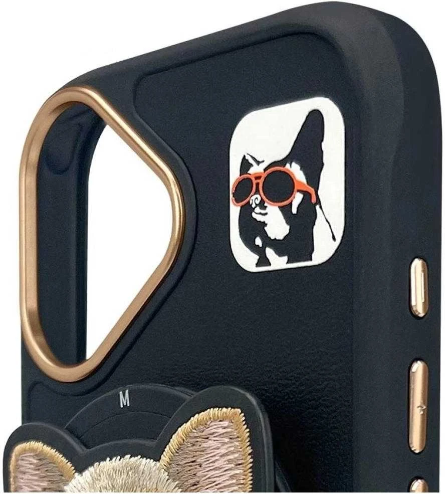 Dėklas Nimmy Glasses Cool Dog MagSafe Apple iPhone 16 juodos spalvos