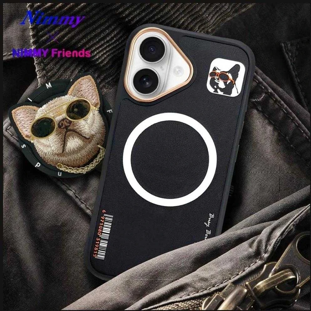 Dėklas Nimmy Glasses Cool Dog MagSafe Apple iPhone 16 juodos spalvos