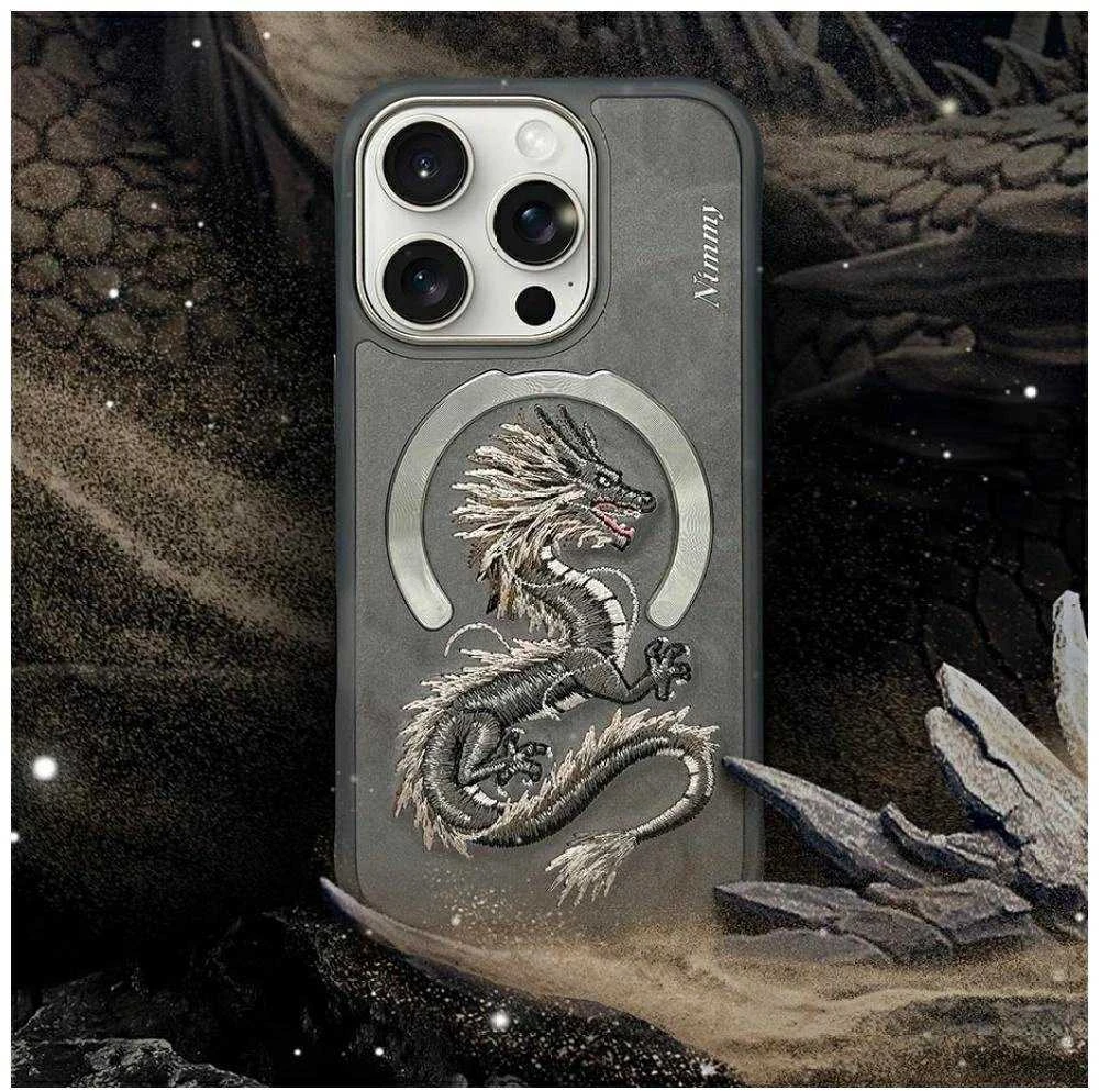 Nimmy Dragon MagSafe dėklas skirtas Apple iPhone 16 Pro Max pilkos spalvos