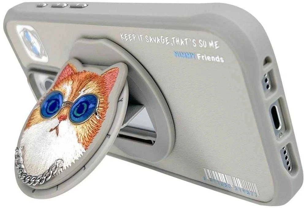 Nimmy Glasses Cool Cat MagSafe Apple iPhone 16 Pro dėklas telefonui pilkos spalvos