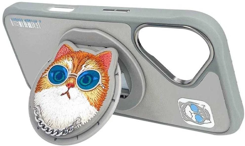 Nimmy Glasses Cool Cat MagSafe Apple iPhone 16 dėklas telefonui pilkos spalvos