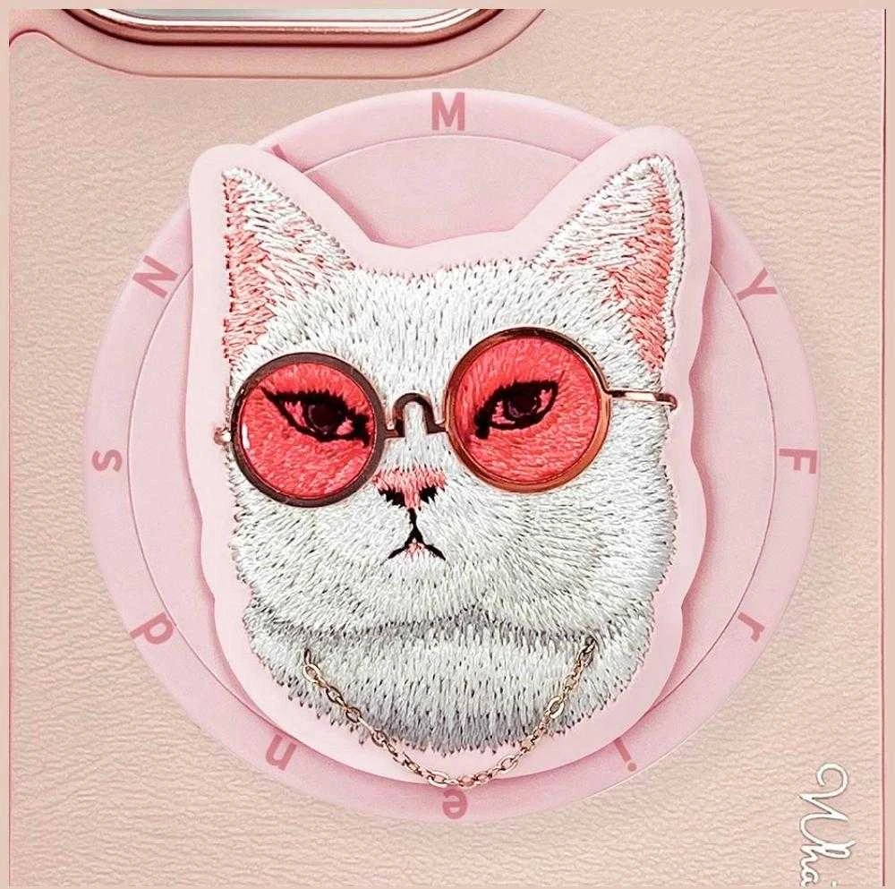 Dėklas Nimmy Glasses Cool Cat MagSafe Apple iPhone 16 Pro rožinės spalvos