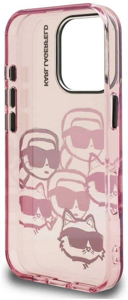 Dėklas Karl Lagerfeld IML Multi K&C Head Pattern skirtas Apple iPhone 16 Pro Max rožinės spalvos