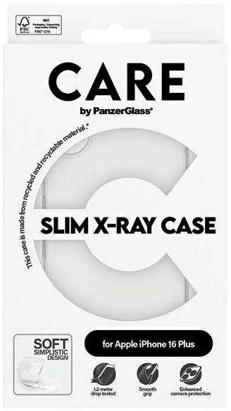 Panzer Glass CARE Fashion dėklas X-Ray Soft Basic iPhone 16 Plus, skaidrus